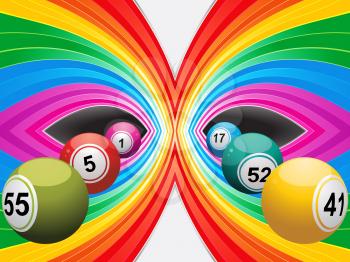 Colourful Abstract Landscape background with Bingo Lottery Balls