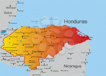 Royalty Free Clipart Image of a Map of Honduras