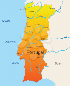 Royalty Free Clipart Image of a Map of Portugal