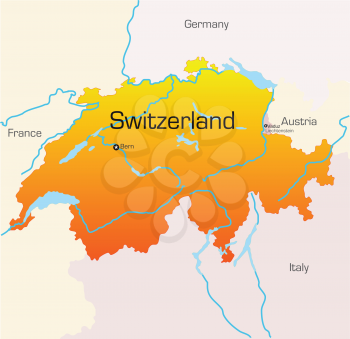 Royalty Free Clipart Image of a Map of Switzerland