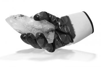 Royalty Free Photo of a Glove Holding Ice