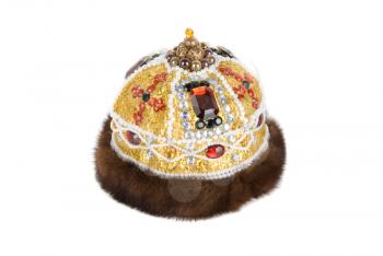 Regal kings fur crown isolated on a white background