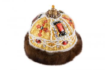 Regal kings fur crown isolated on a white background