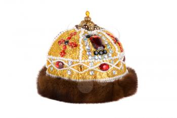 Regal kings fur crown isolated on a white background