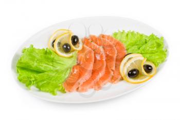 Royalty Free Photo of Salmon With Lemons and Olives