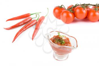 Royalty Free Photo of Tomatoes, Peppers and Ketchup