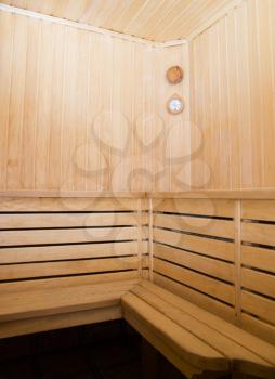 Royalty Free Photo of the Interior of a Wooden Finnish Sauna