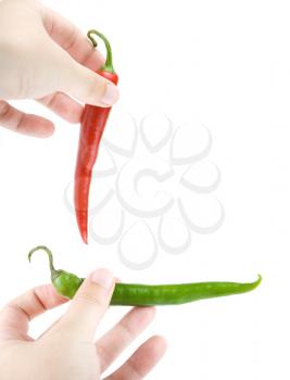 Royalty Free Photo of People Holding Peppers