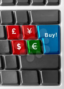 Royalty Free Photo of a Computer Keyboard With Currency Buttons