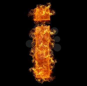 Fire small letter I on a black background