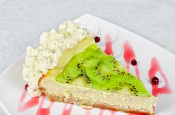 kiwi cake closeup at plate