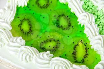 fruit kiwi cake closeup isolated on a white