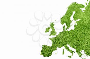 Europe map from green grass texture