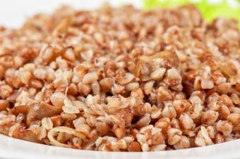 Russian traditional buckwheat with mushrooms and onion