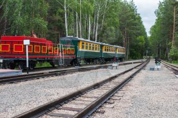 Railway tracks with old trains in beauty day