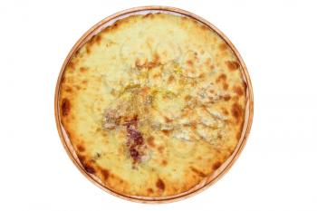 ossetian pie with cabbage and nuts isolated on a white background