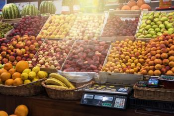 Assortment of fresh fruits at the market