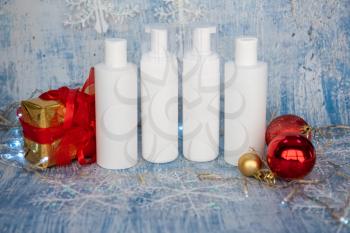 New year or christmas gifts of skincare products and cosmetics