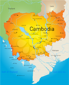 Royalty Free Clipart Image of a Map of Cambodia