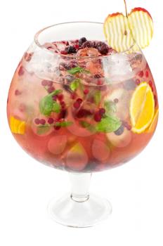 Big cocktail with different fresh berries and fruits