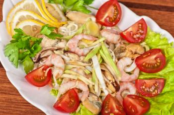 Tasty seafood salad with vegetable