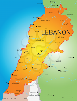 Detailed  vector color map of Lebanon country