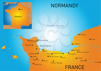 Vector color map of Normandy coast