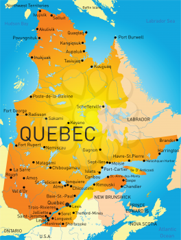 Vector color map of Quebec Province