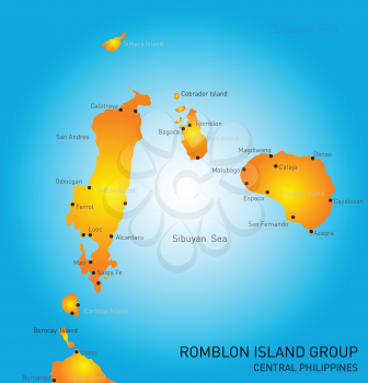 Vector color map of Romblon Island group