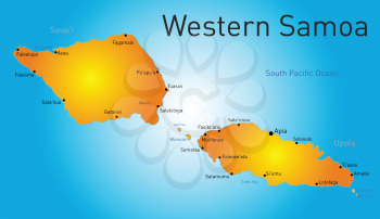 Vector color western samoa map