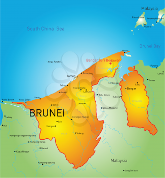 Vector color map of Brunei country