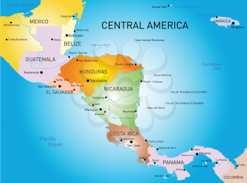 Vector color central america map