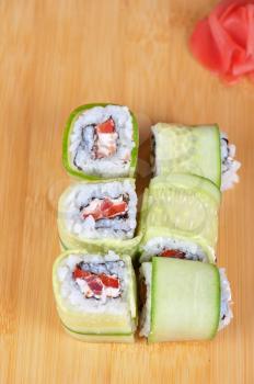 Japanese cuisine - cucumber sushi rolls