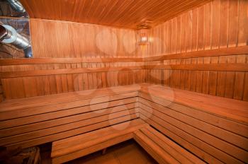 Interior of Finnish wooden sauna