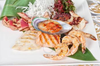 Assortment of seafood mix dish