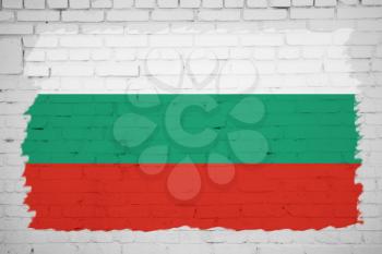 Bolgaria flag painted on white brick wall texture background