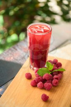 fruit non-alcoholic drink with raspberries