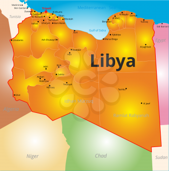 Vector color map of Libya country