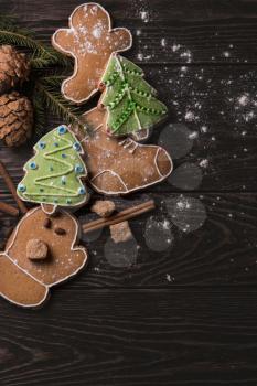 New year homemade gingerbreads with tea