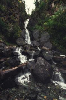 Waterfall in Altai Mountains territory, West Siberia, Russia