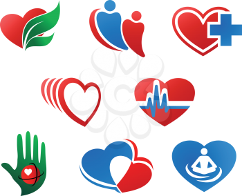 Royalty Free Clipart Image of a Set of Heart Symbols and Designs
