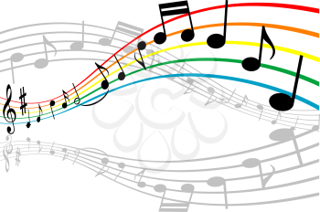 Royalty Free Clipart Image of Musical Notes on Lines