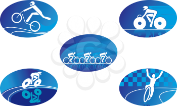 Royalty Free Clipart Image of a Set of Biking Symbols