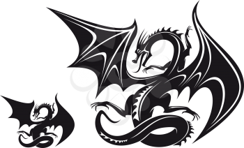 Royalty Free Clipart Image of Dragons