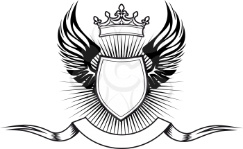 Royalty Free Clipart Image of a Crest With Wings and a Crown