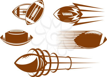 Royalty Free Clipart Image of Rugby Balls and Footballs