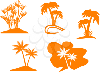 Royalty Free Clipart Image of a Set of Palm Trees