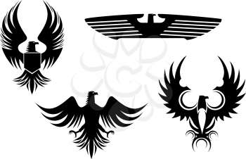 Royalty Free Clipart Image of a Set of Eagle Tattoos