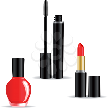 Set of woman cosmetics objects isolated on white background