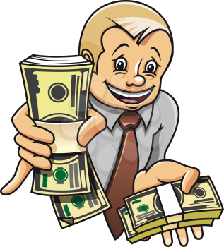 Cheerful businessman with money as a success concept